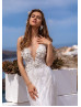Ivory Beaded Floral Lace Tulle Wedding Dress